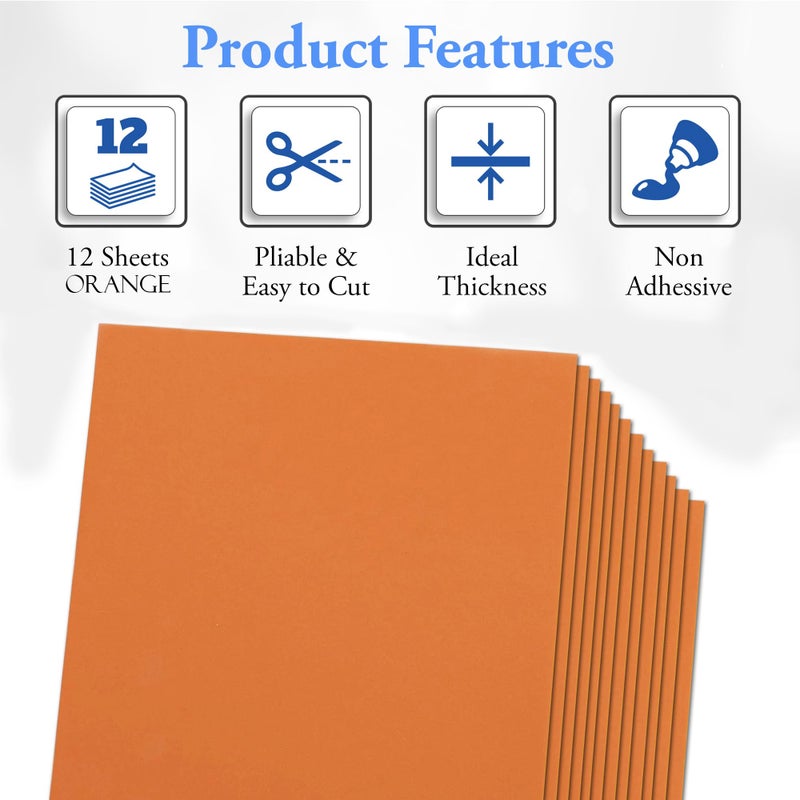 Ader Products Orange Eva Foam Sheets, 2mm Thick, 6 x 9 Inch, Handicraft Foam Paper for Arts and Crafts, by Ader Products - 12 Sheets - Image 2